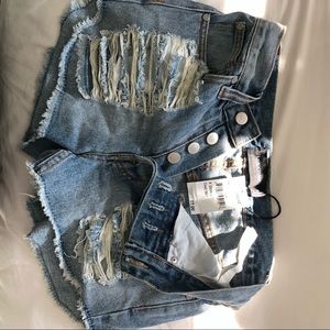High waisted ripped jean shorts tags still on